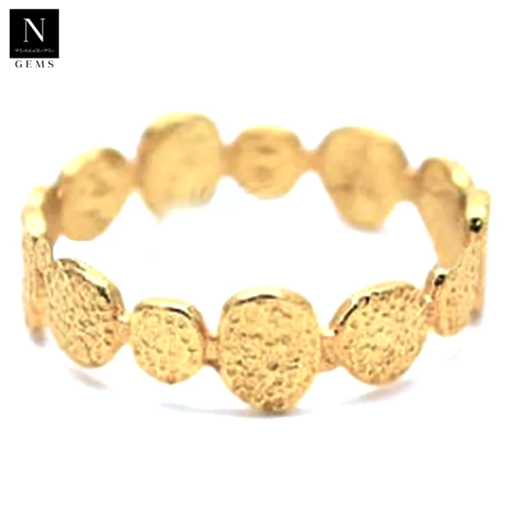 Brass Gold Plated Stackable Hammered Statement Brass Rings