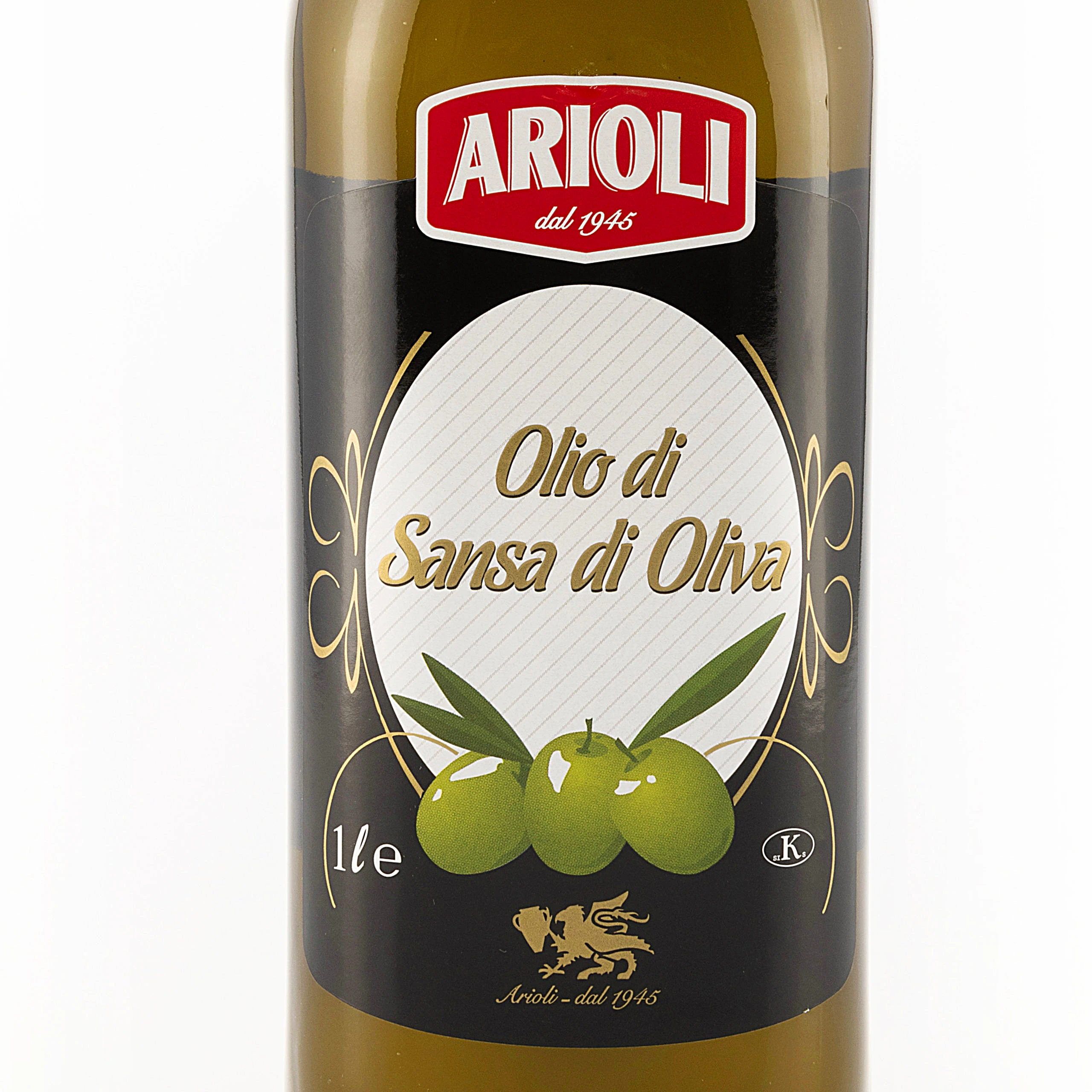 Cheap price for Good commercial Quality Olive Pomace Oil IL SUCCOLIVA ARIOLI 1Lt. standard glass bott. for supermarkets shelves