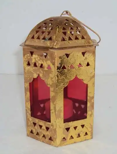 Moroccan lantern with reddish wine coloured glass a lantern with red beauty