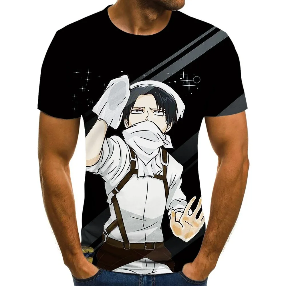 Designer recommended men animation attack on titan printed t shirt 3d printed short sleeve men t shirt printed