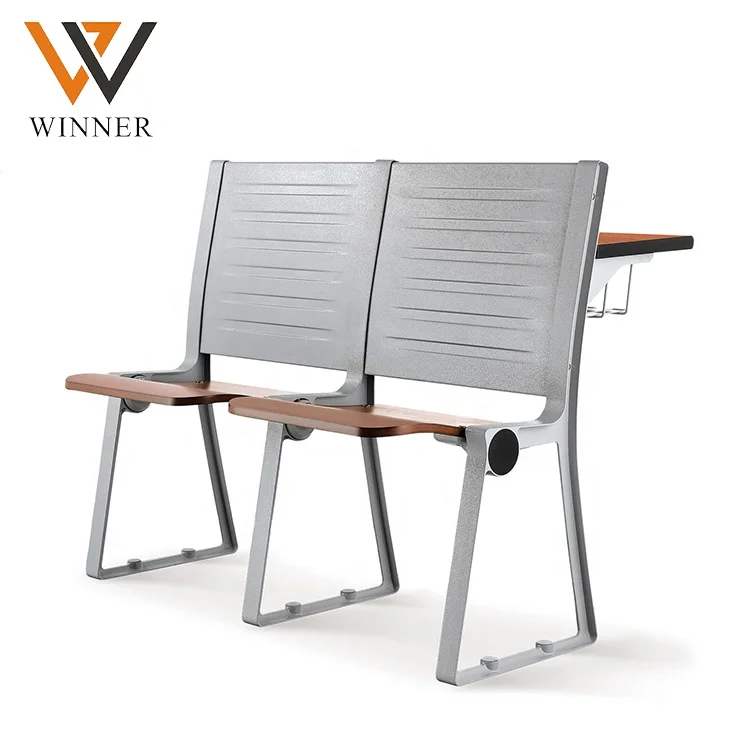 College Furniture 2 Seater School Chair and Desk  Metal Lecture Hall Student University Folded Desks