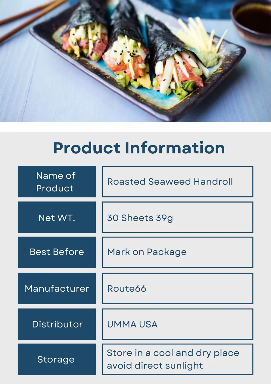 YM Roasted Seaweed Hand Roll Premium Nori for Sushi