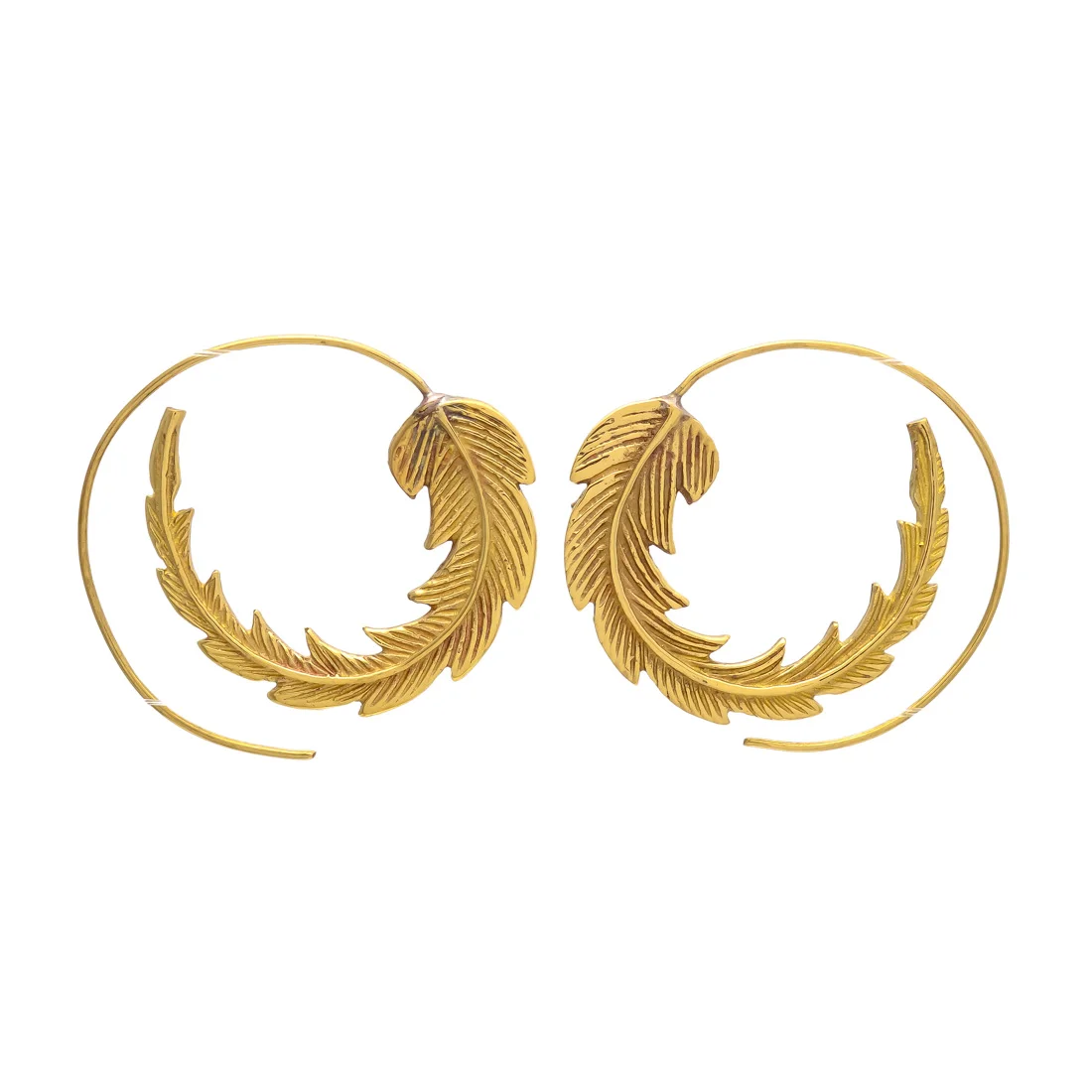 latest designer Indian style fashion brass gold look alike hoop earrings for women and girls
