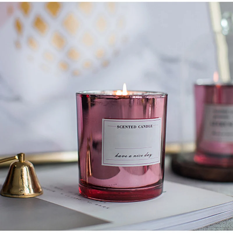 Private label candle aromatic in 400ml glass holder with dome lid custom design