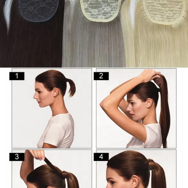 
Top Quality 100% Vietnam human hair from Bamboo hair style pony tail black and dank brow 