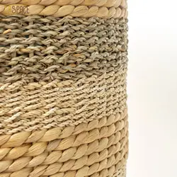 ODM/OEM support manufacture eco-friendly type stools ottomans Hand-woven Water Hyacinth Mix Seagrass Seating Stool from Vietnam