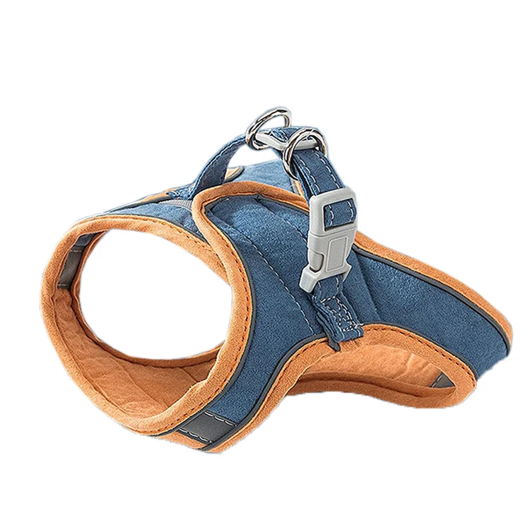 Adjustable Escape Proof Breathable Soft Suede Reflective Pet Lead Kitten Vest Cat Leash and Harness Set for Walking