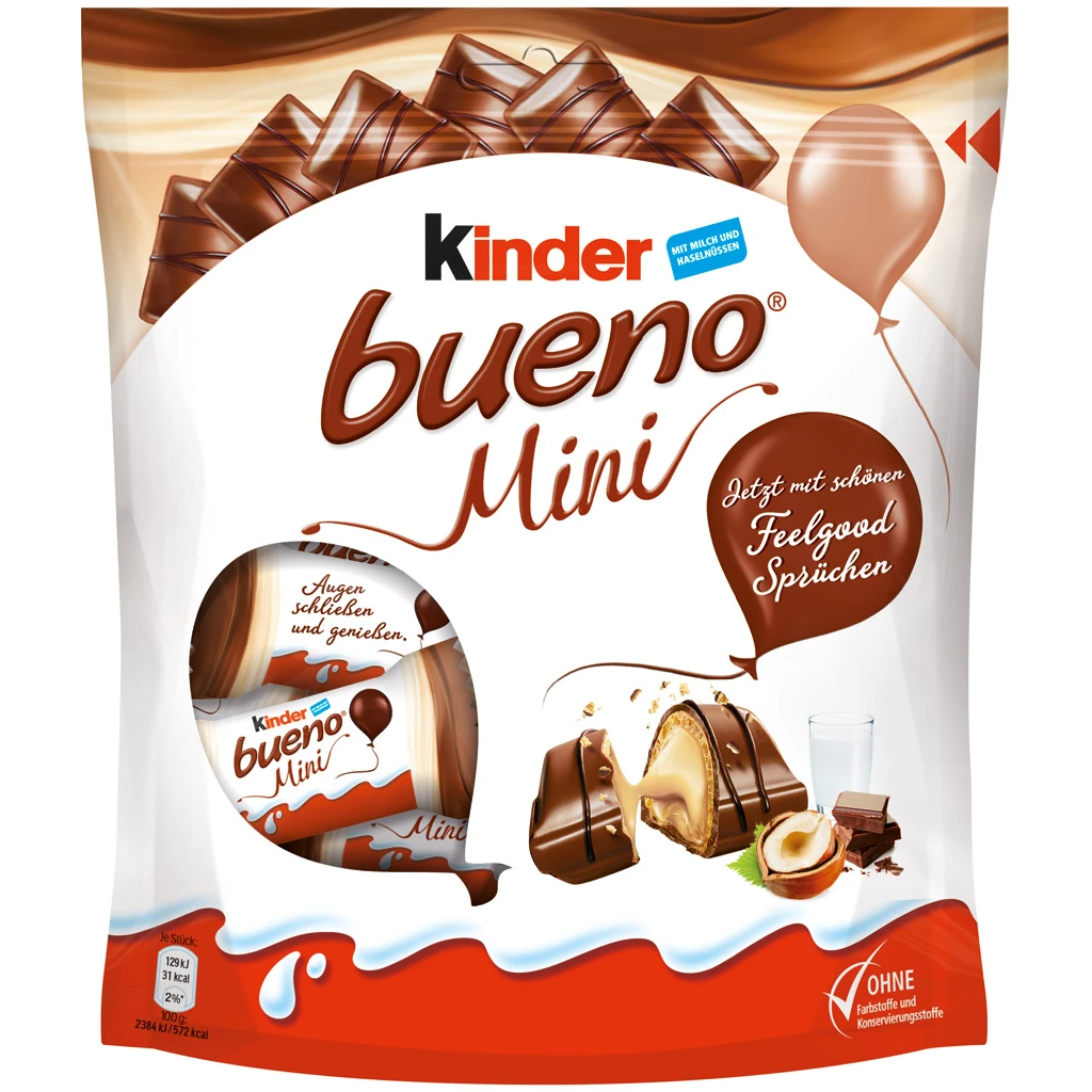KINDER BUENO WHITE 2 bars per Pack, Full Box Of 2 x 30 x 43g, Very Long Expiry