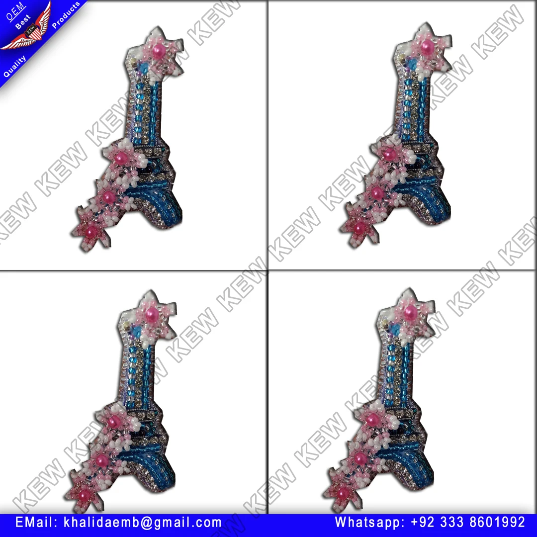 whole sale custom embroidery beaded brooch eiffel tower brooches handmade party wedding USA UK Europe