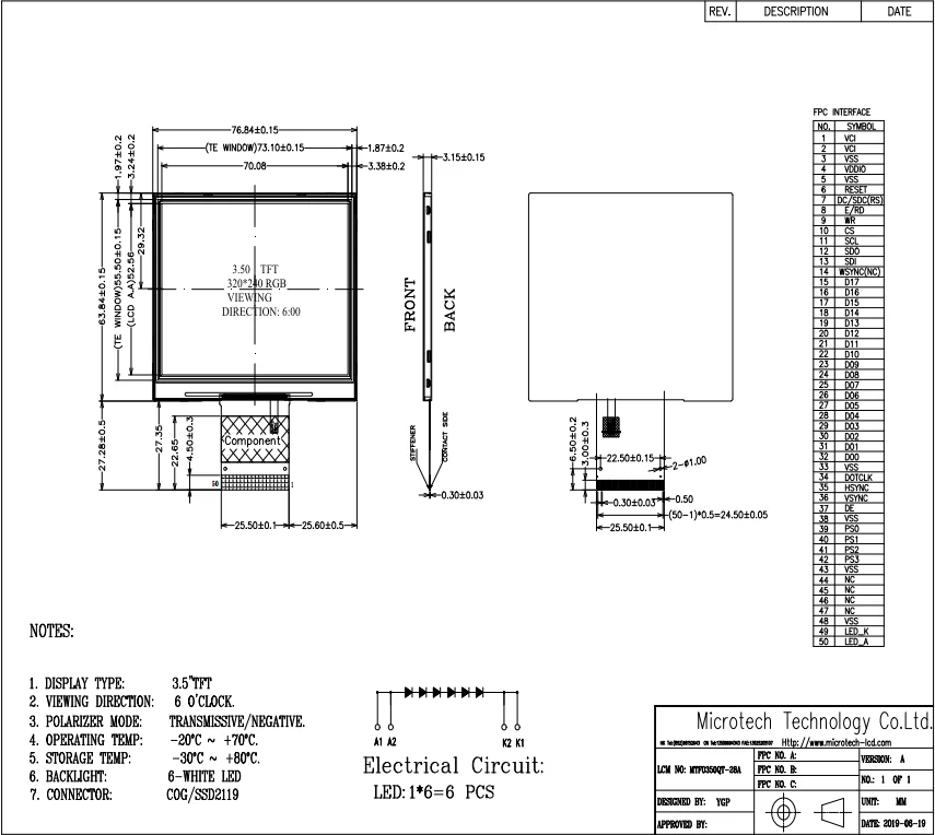 TFT screen display 3.5 inch 320*240 SSD2119 Controller TFT LCD liquid crystal display
