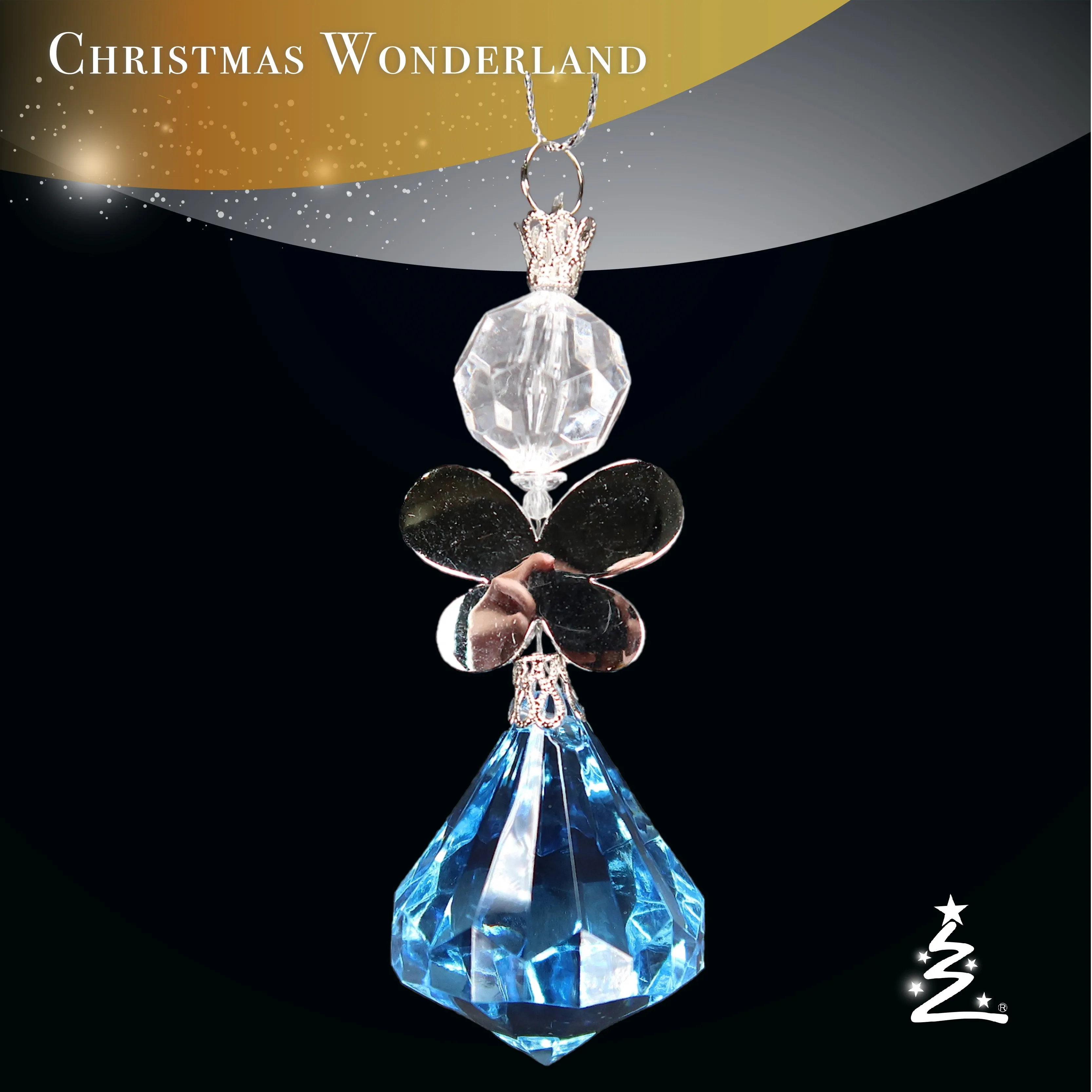 Christmas/New Year Decoration Clear/Blue Acrylic Angel Ornament