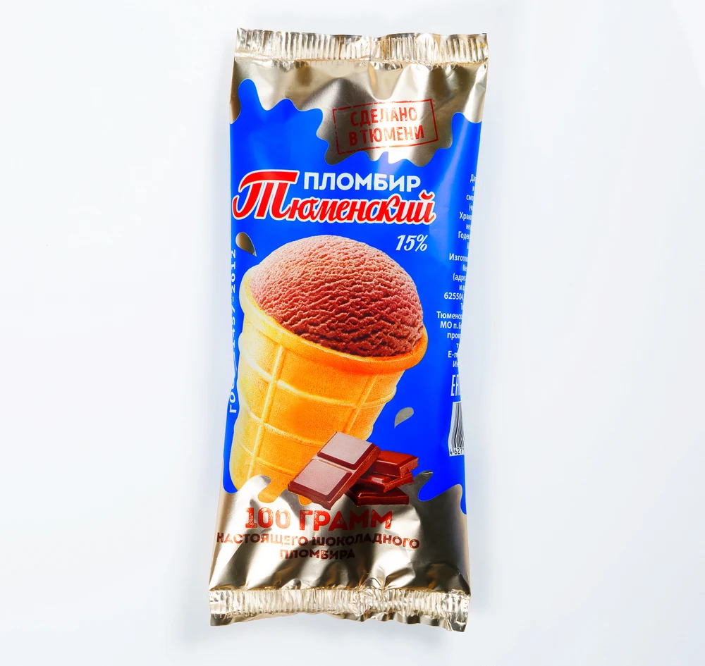 15% шоколадное мороженое в вафельном