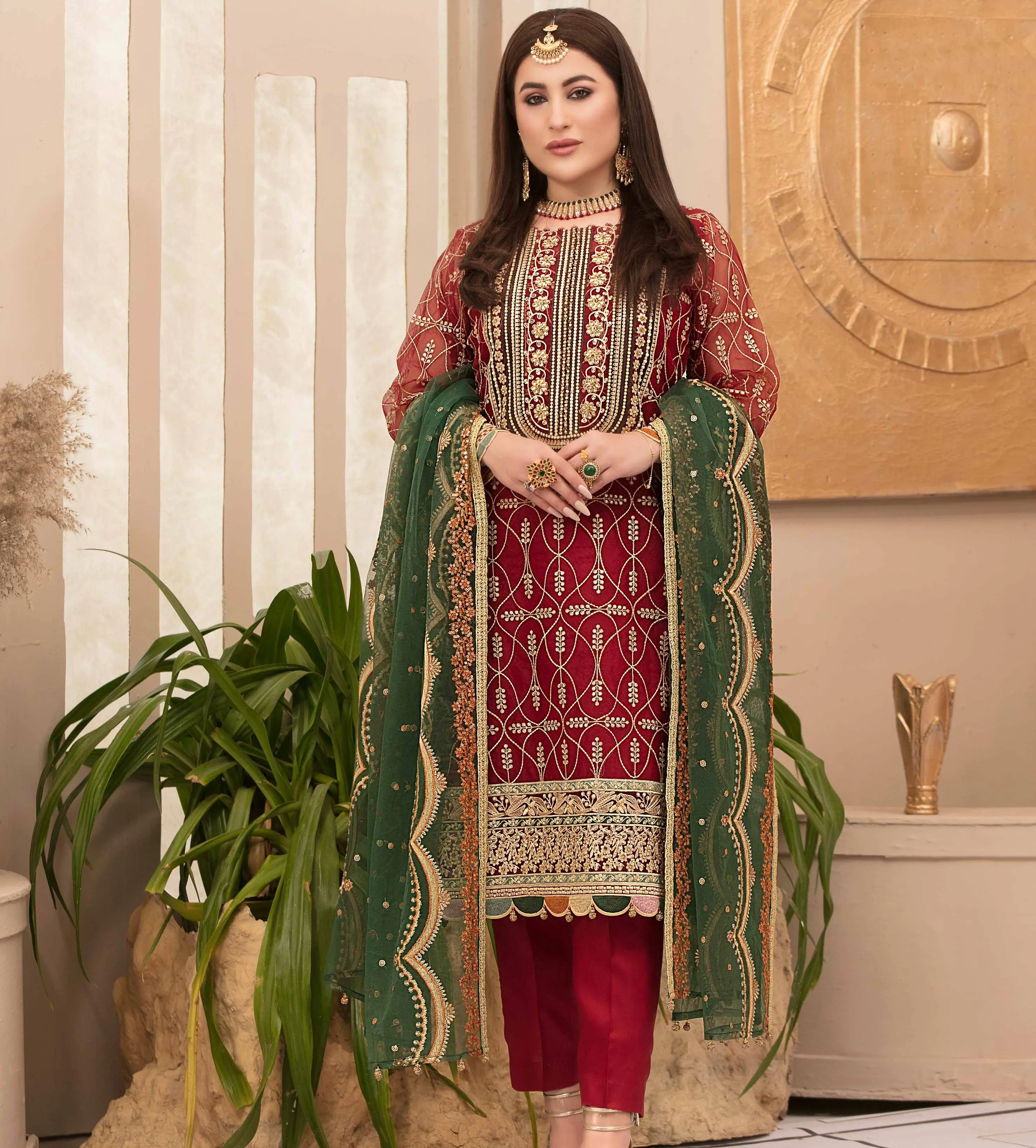 Party Wear Salwar Kameez Women Shafoon Fancy Collection 3 Piece Suit