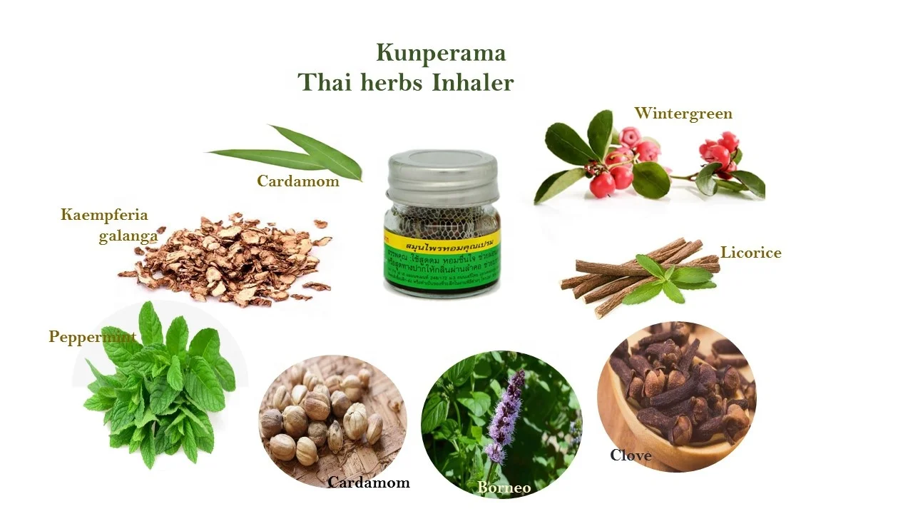 Dry Herb Vaporizer Thai Herbal Original Thailand Nasal Inhale, Refresh, Relax Herbs And Natural Extracts Essential Oil