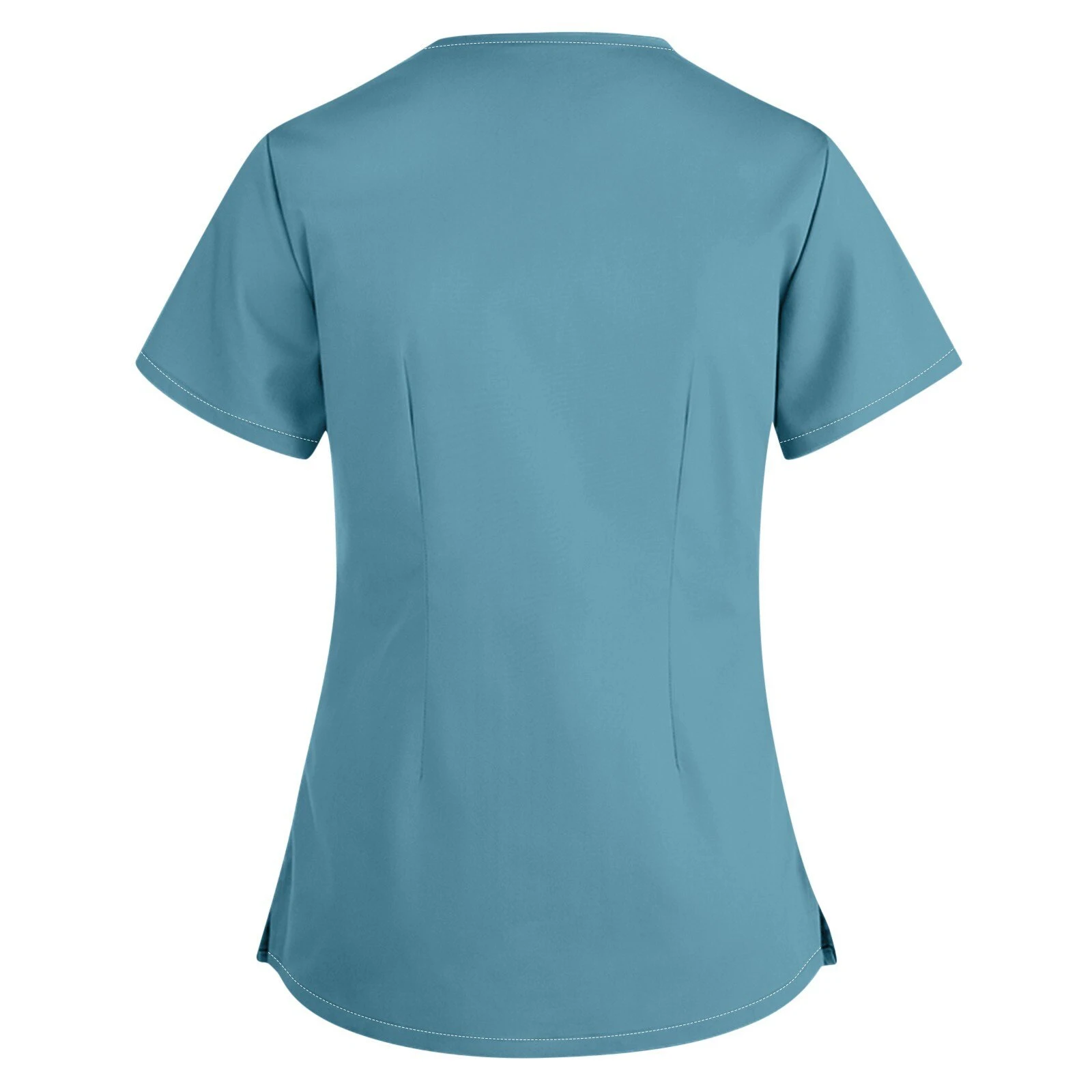 Healthcare Tunic Workwear Solid Scrub Tops Women Short Sleeves Hospitality Maid Nurses Cares Therapist Dentist Uniform