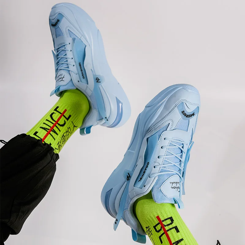 2023 soft sole high quality thick bottom retro shoes blue custom sneaker China manufacturer Men Casual Shoes