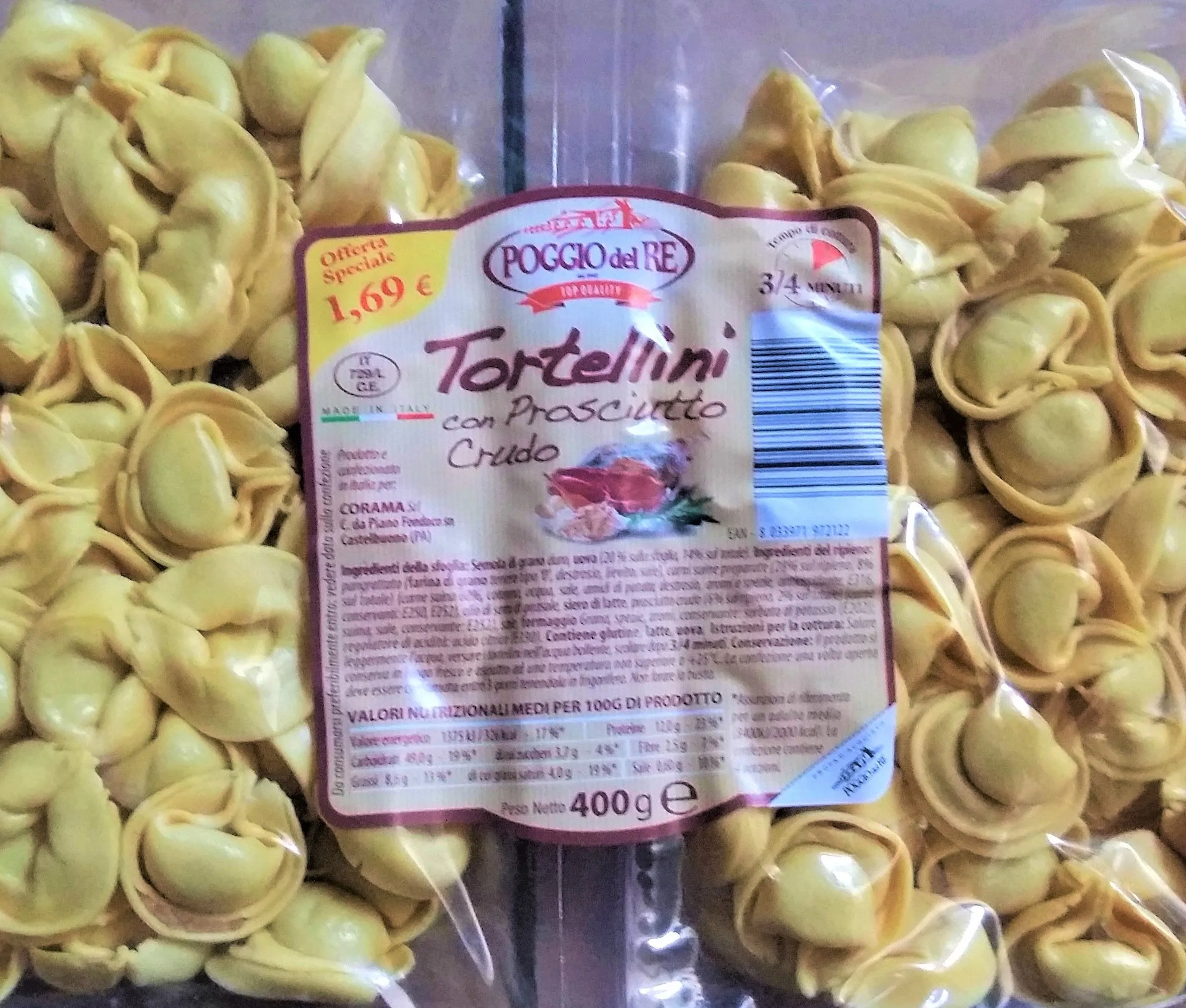 
HAM FILLED TORTELLINI - DOUBLE PACK- 400 g - Italia POGGIO DEL RE 