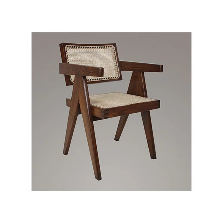  Реплика современного дизайна Le Corbusier Pierre Jeanneret твердый Тиковый стул для гостиной/офисное