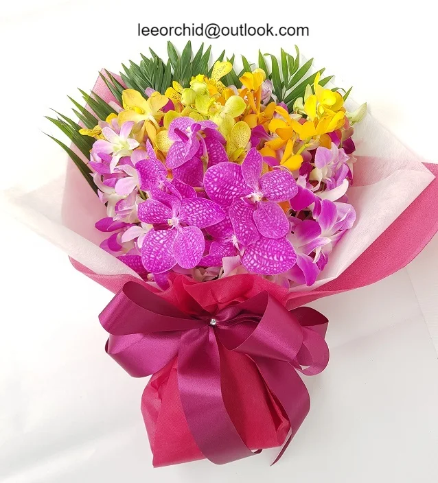 
Thai Fresh Cut Orchid Flower Wedding Bouquet Bridal Gift Box Premium Quality 
