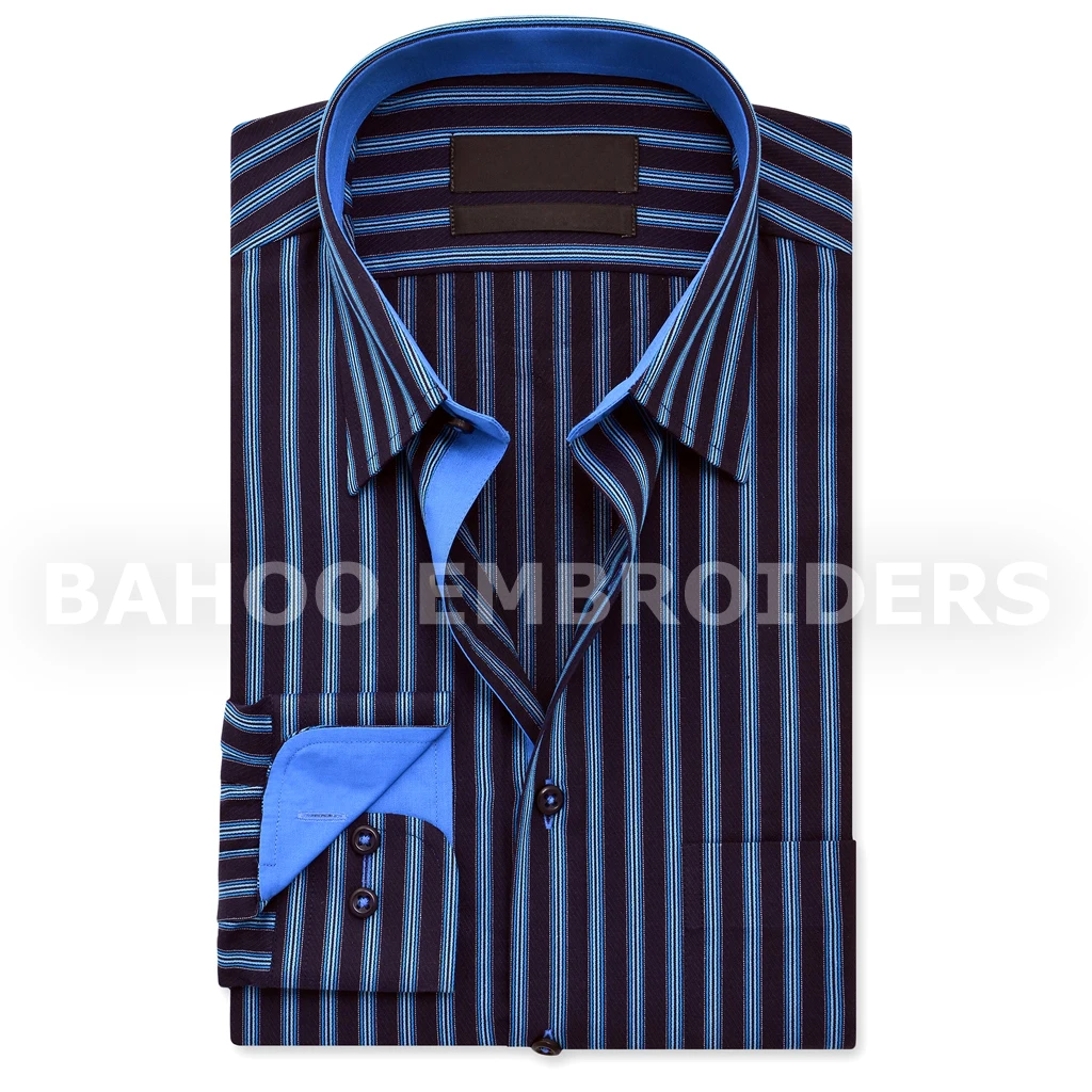 Мужская самодельная рубашка в полоску-белый и синий