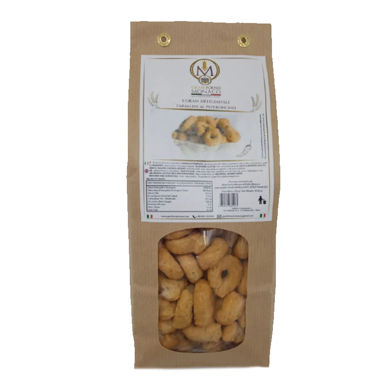 Taralli al Peperoncino Artisanal Calabria 300g  Classic cardboard paper paired pastic packaging