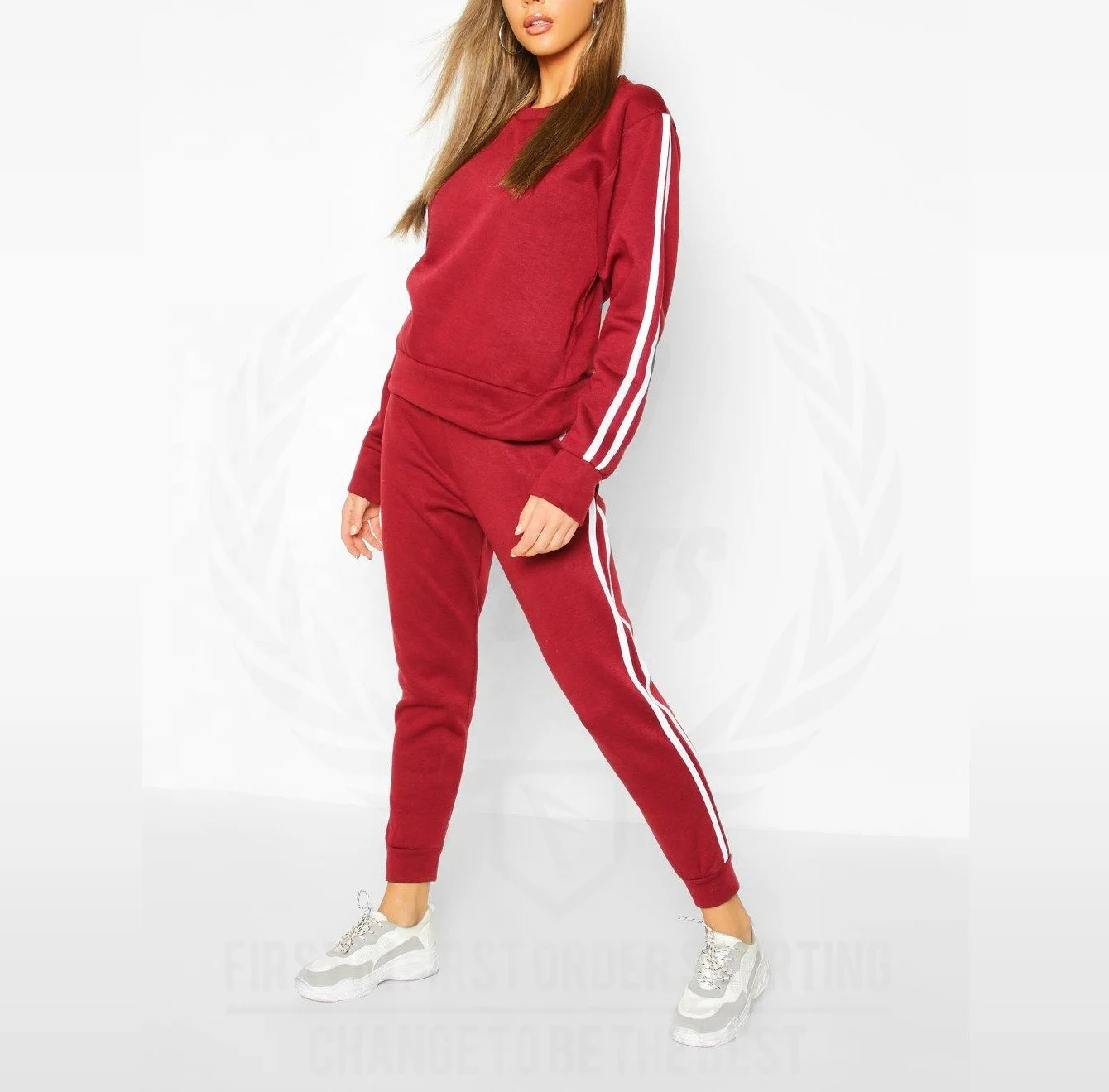 New Stylish Custom Logo Tracksuit Crop Tops Sweatshirt and Jogging Sweatsuit 2 Piece Set Women Tracksuits For Women
