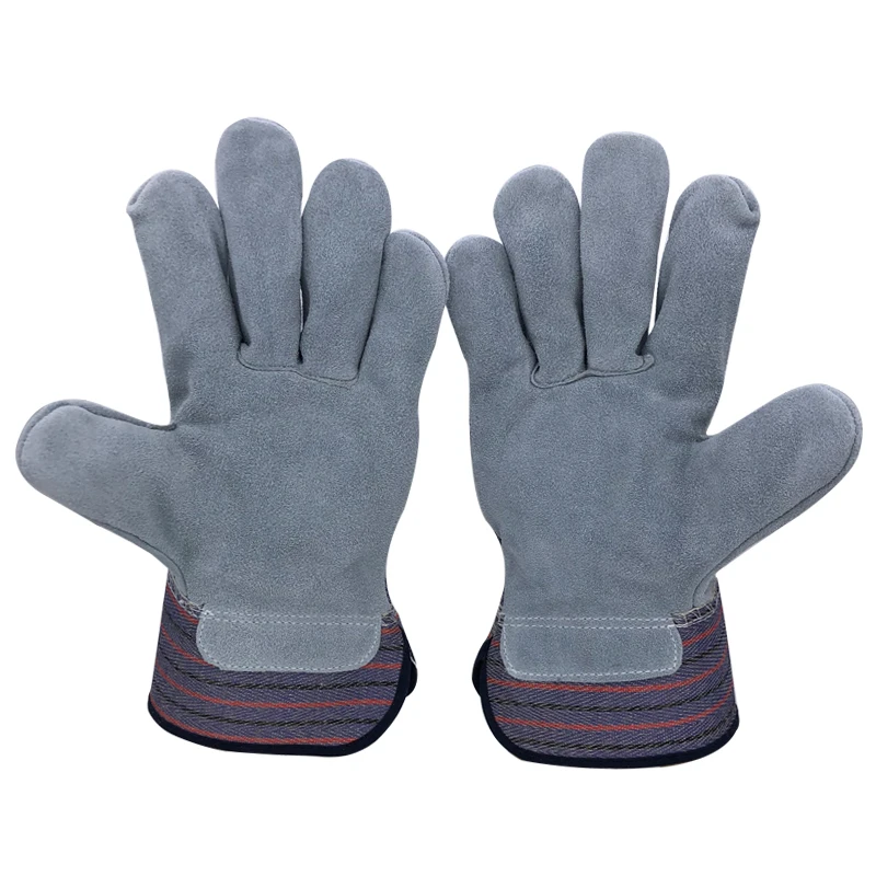 
Защитные рабочие кожаные перчатки из козьей кожи, оптовая продажа, стандартные рабочие перчатки из спилковой коровьей кожи с ладонью 