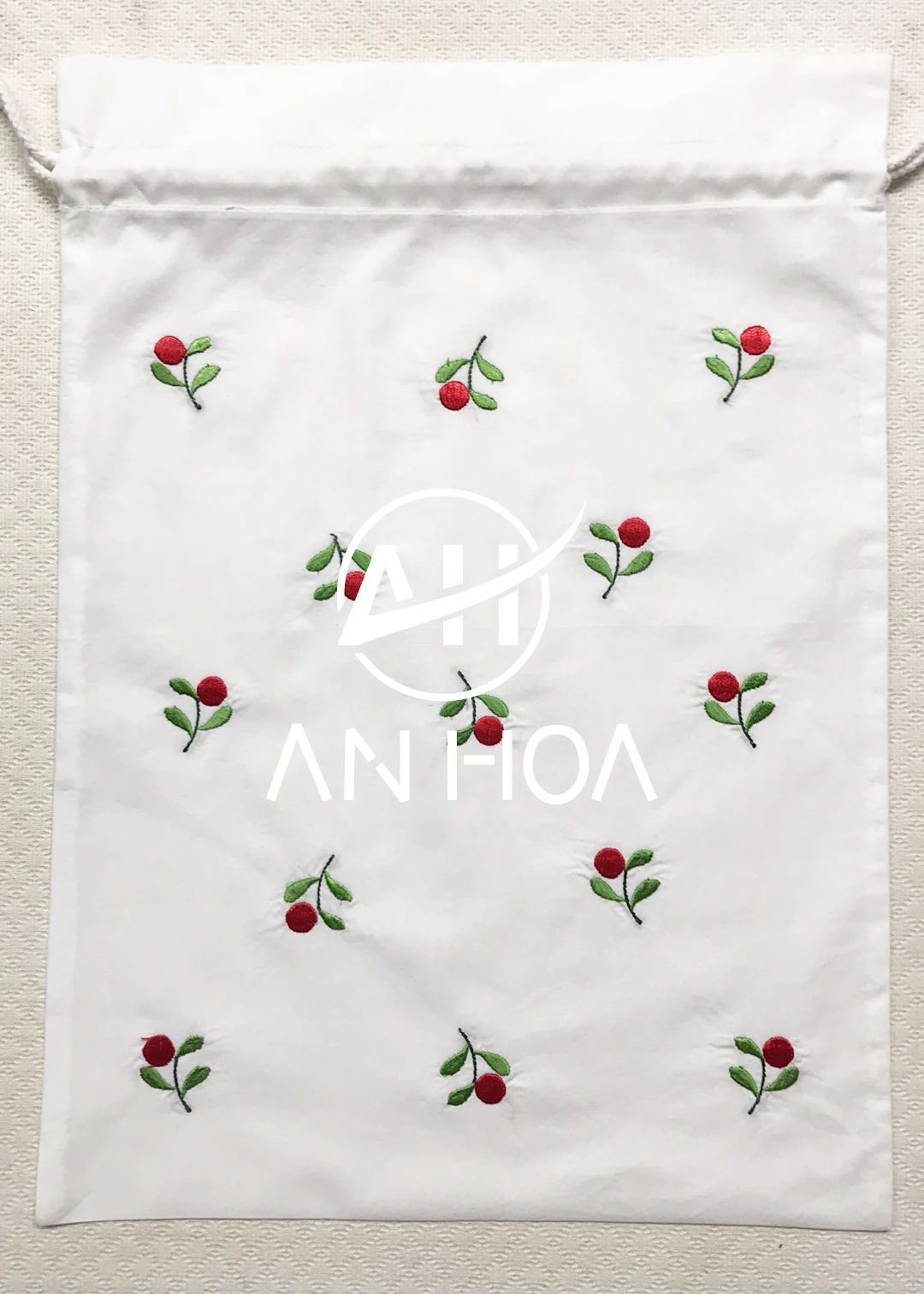 Flowers embroidered drawstring laundry bags, personalized monogrammed lingerie bag