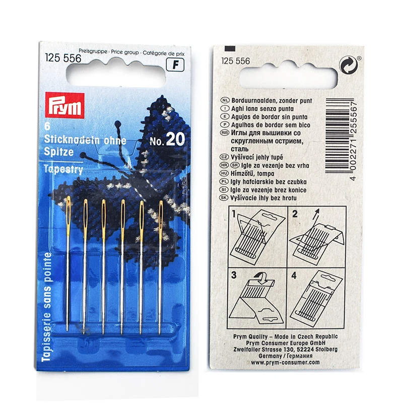 Prym Embroidery Needle Sewing Needle Hand-sewing Stainless Steel Tapestry Blunt Point with Gold Eye 1.00 x 43 mm