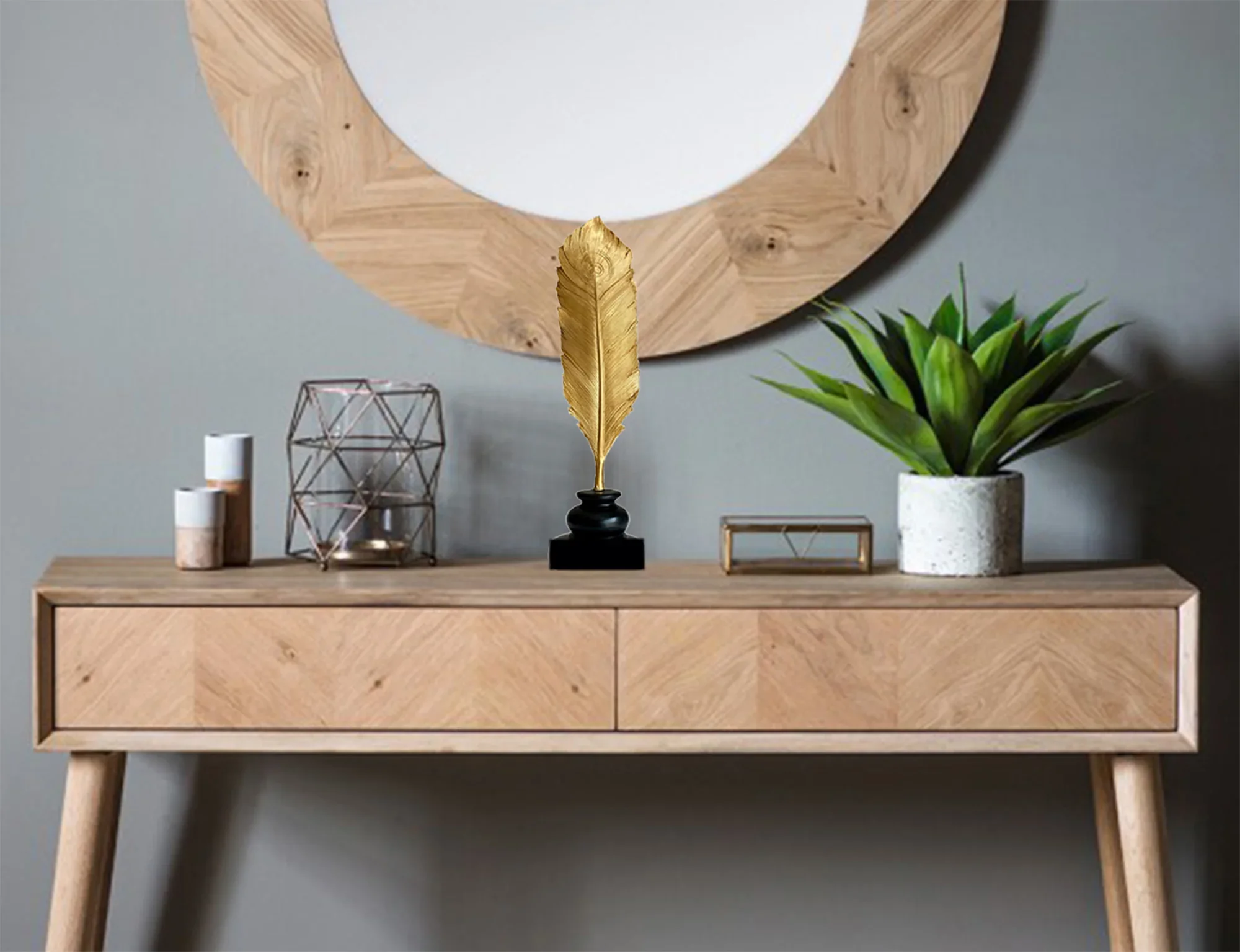 metal feather sculpture Table decoration Home Decor Interior Modern Table Living Room Gold deer Accessories Other Luxury Crystal