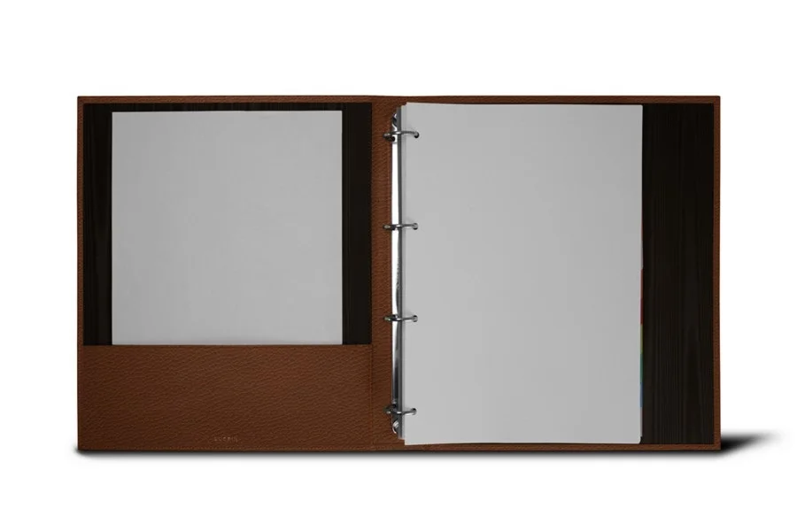  Leather ring binder zip closure folder with 3