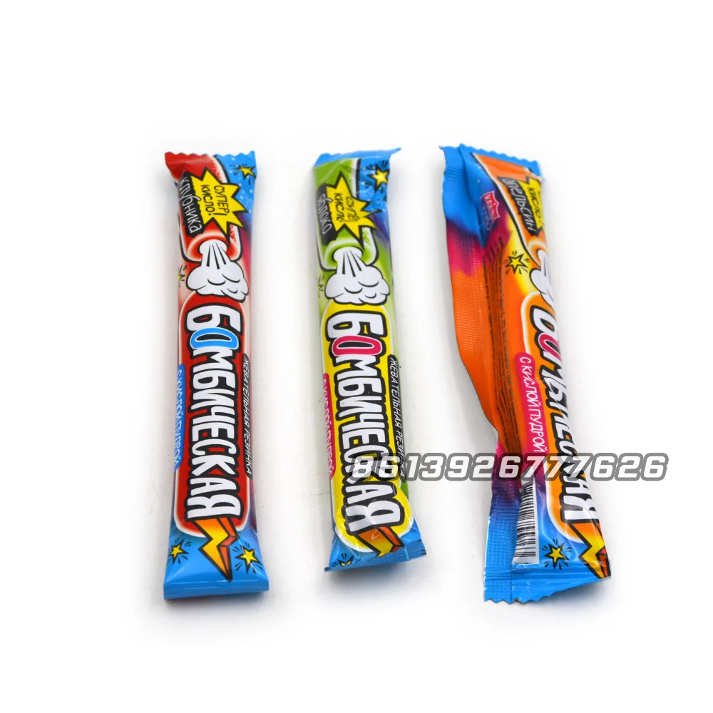 Different flavor sour powder coated long bar bubble gum permen karet