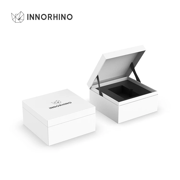 B1-202-06 Luxury Custom Logo Printing Watch Jewelry Diamond Square Hinged Lid Neck Paper Packaging Rigid Gift Box Foam Pillow Insert