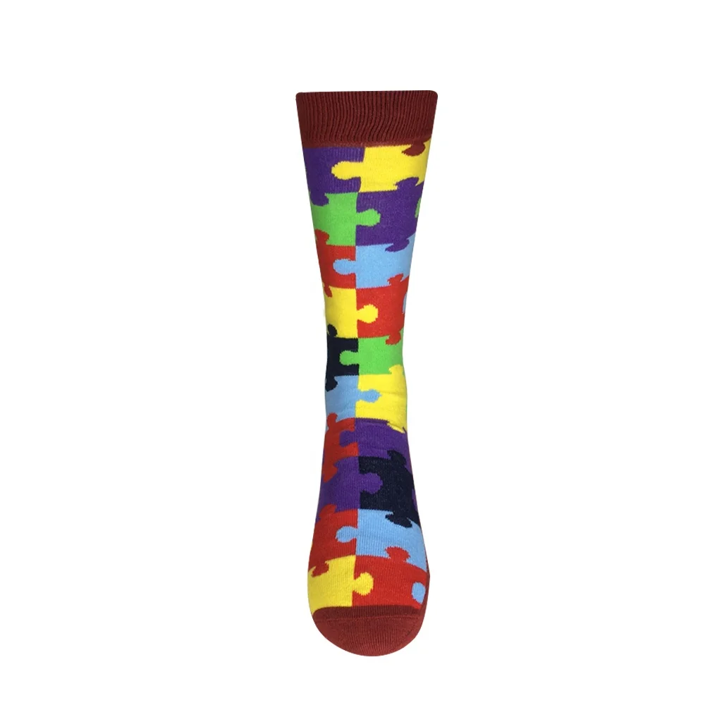 
Best Puzzle Fun Colorful Mens Dress Socks with Custom Wholesale 