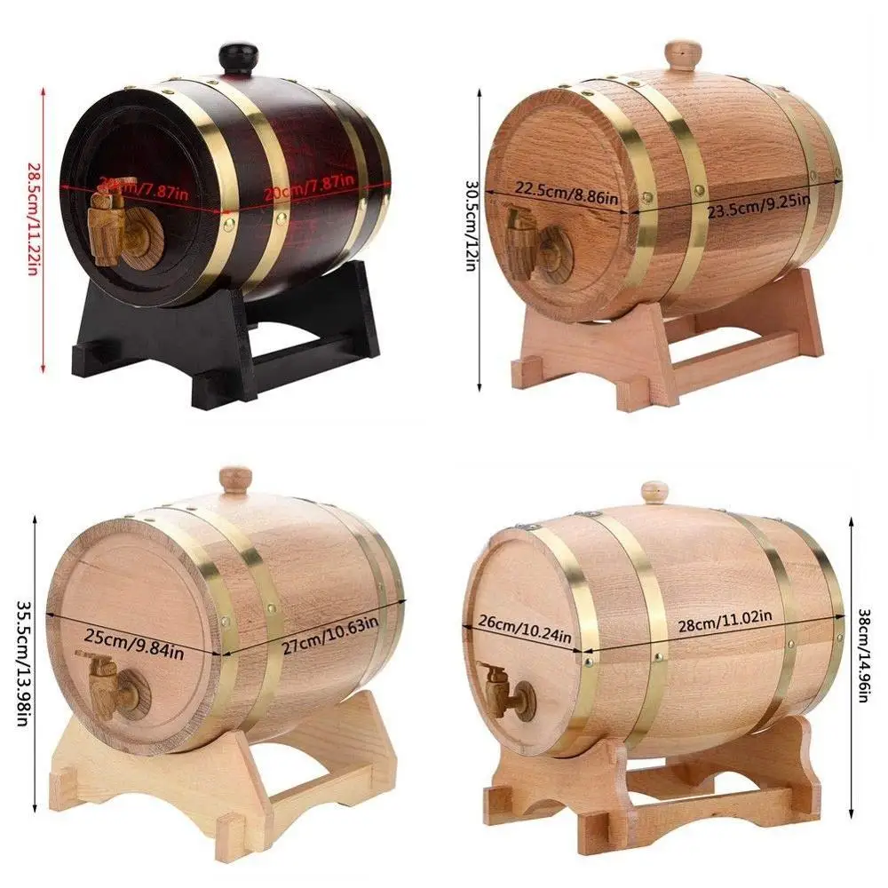 1.5L/3L/5L/10L Vintage Wooden oak Wooden Beer Barrel Red Wine Barrel for Beer Brandy Whiskey Rum
