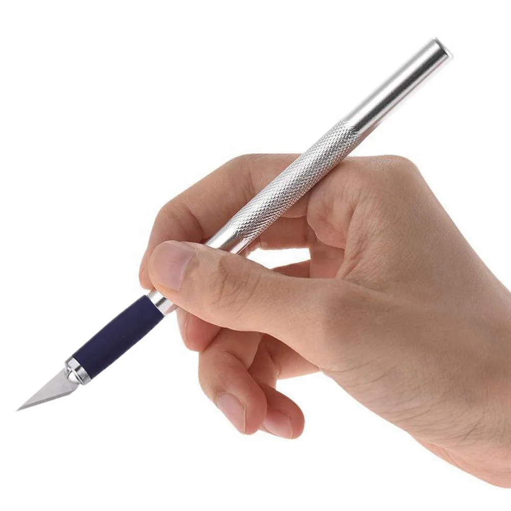 Slim aluminum handle with TPR soft rubber grip SK5 blade Precision art hobby craft knife