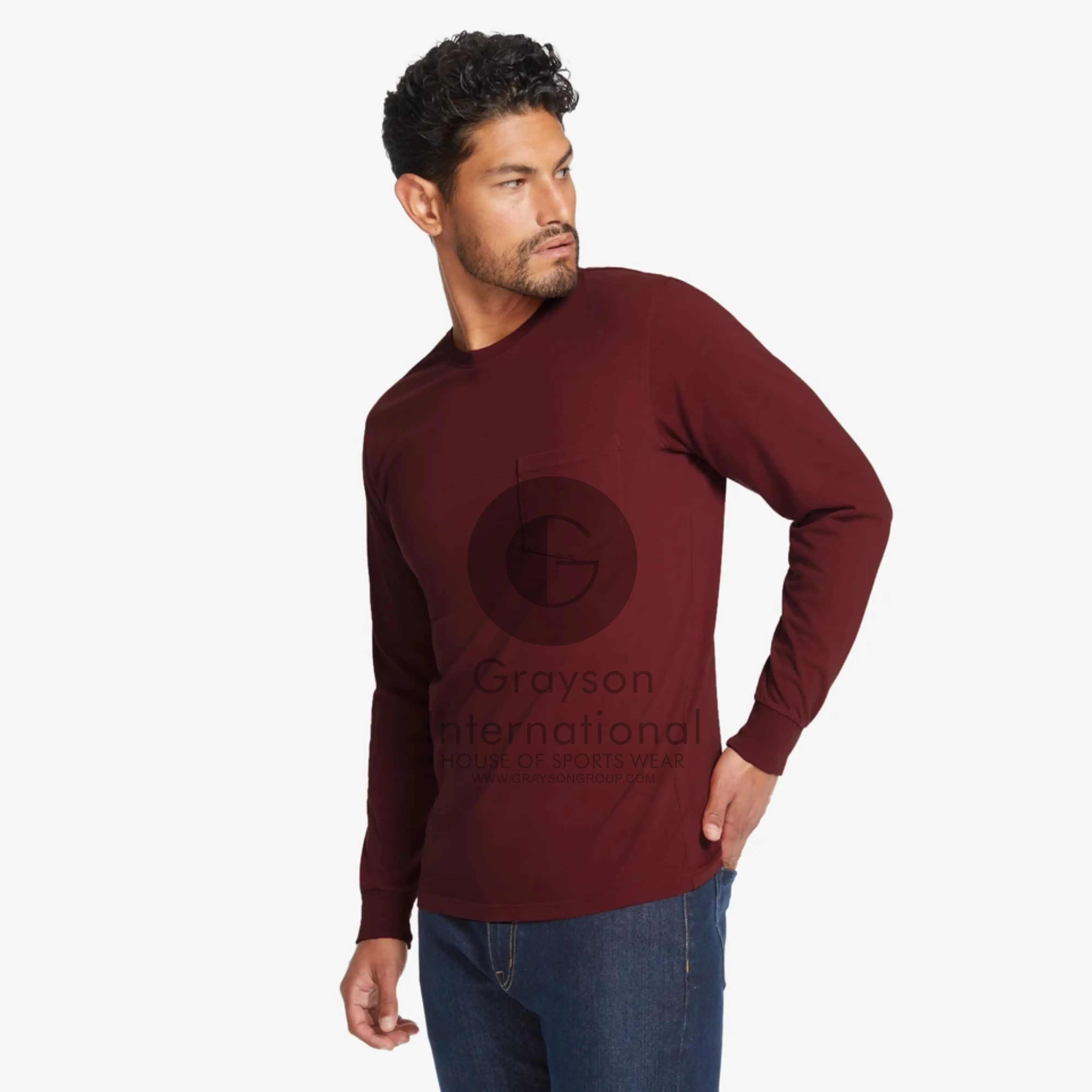 Sweat full sleeve  Crew neck sweat t shirt O NECK gray son int