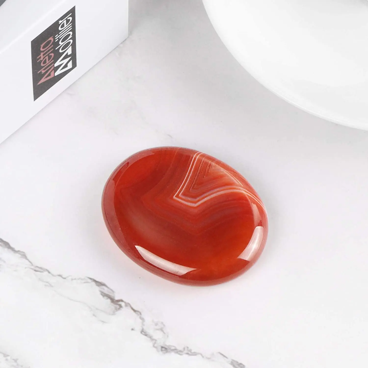2inch Worry Stone, 1pcs Thumb Banded Carnelian Agate Worry Stone Palm