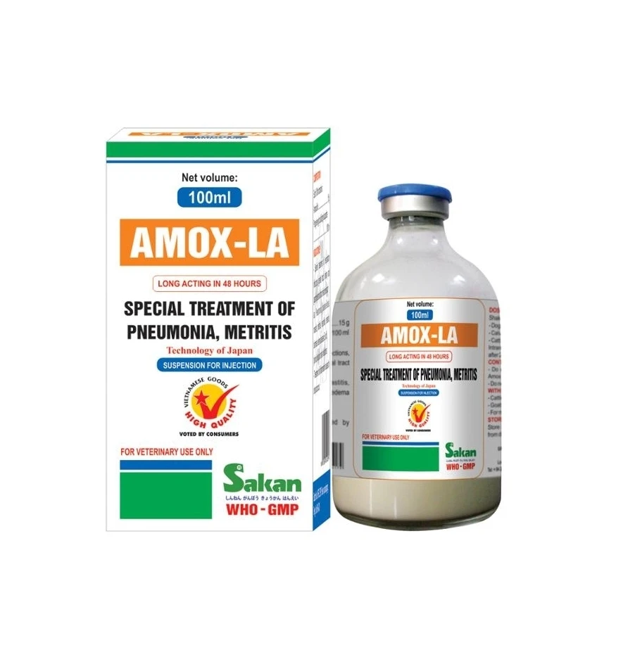 Top Quality Animal Health Care Products A-MOX-LA 100ml A-mo-xi-ci-llin 15 % an-ti-bio-tics in-jec-tion for poultry cattle