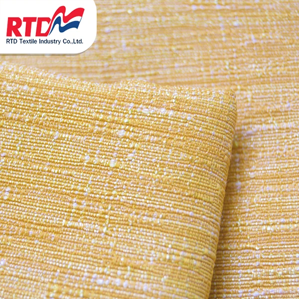 RTD Japanese silk Mix Silver Yarn 100% Polyester Fabric For Women - Golden yellow WP 1184