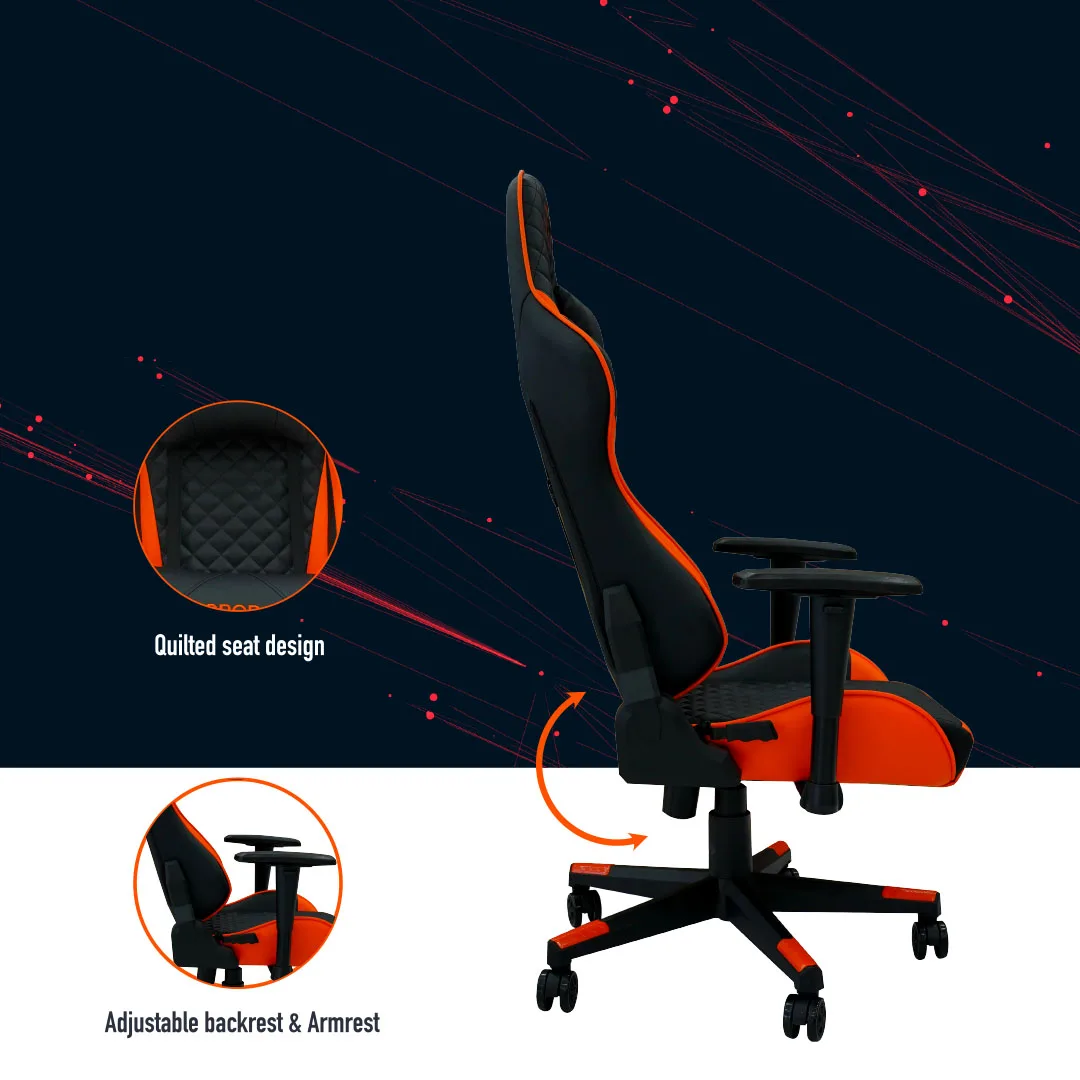 Professional Gaming Chair Porodo Gaming quilted seat design ultra comfortable adjustable backrest and armrest class 3 gas lift