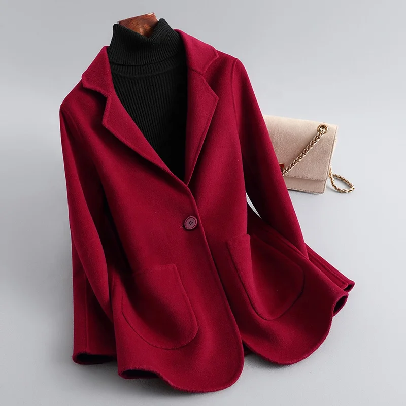 Wholesale Wool Pea Coats For Ladies Turn Down Collar Cashmere Trench Coat