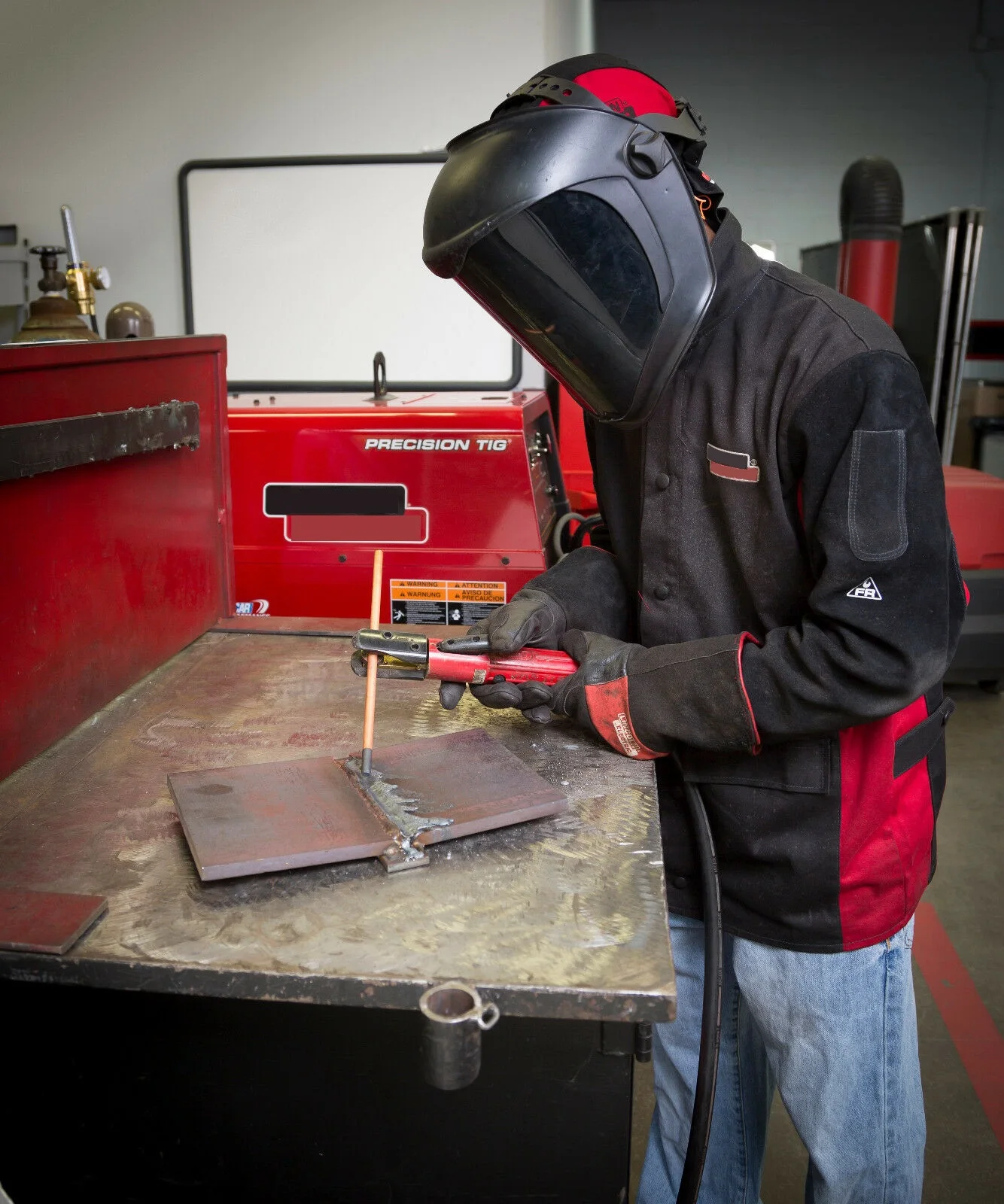 Custom Shadow Split Leather Sleeved Welders Welding Jacket Flame-Resistant Cotton Welding Jacket