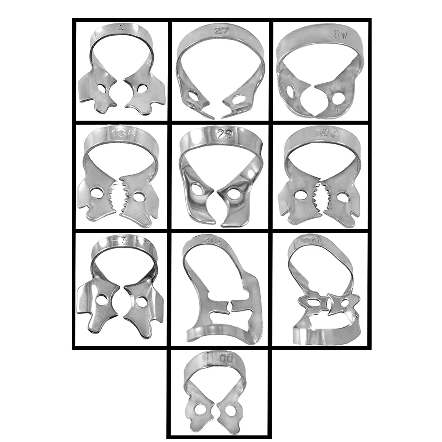 Dental Rubber Dam Clamps Restorative Instruments Holder Set Of 12 Endodontic Lab CE