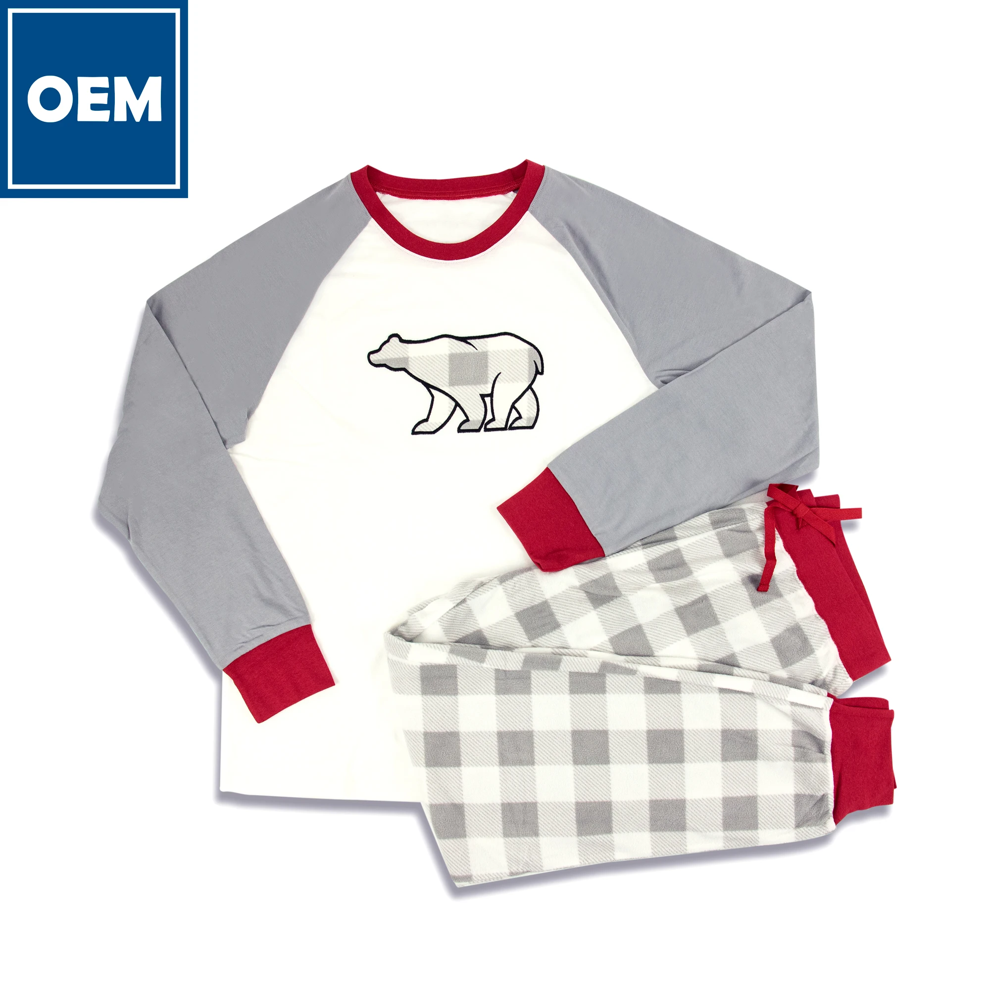 JOYUAN Family Pajama Matching Set Girl Women 2 Piece Fleece Gray Polar Beer PJ Snuggly Sweater l Custom l Stylish l Fashion Men