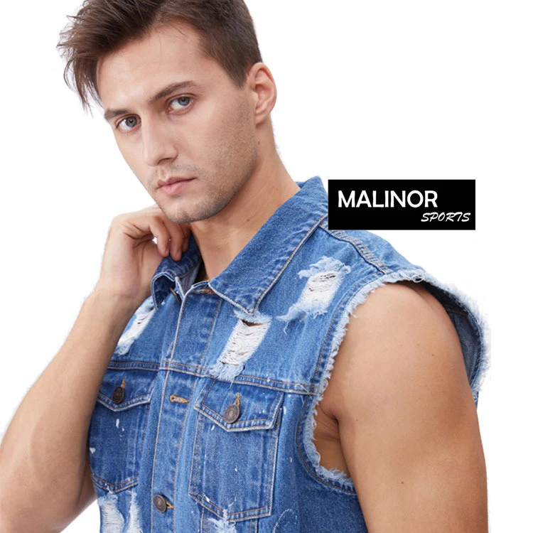 Оптовая продажа мужской джинсовый жилет без рукавов топ дизайнерские мужские жилеты