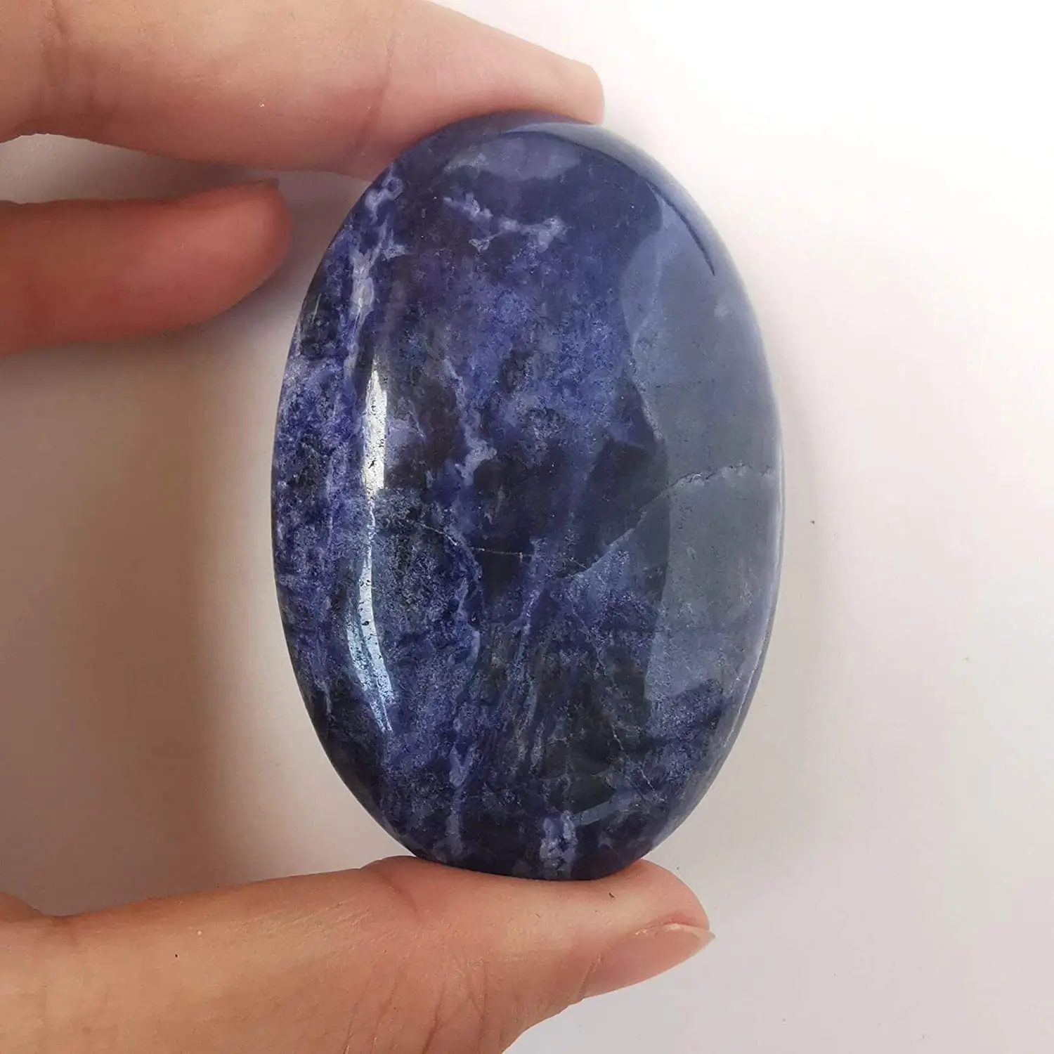 BEAUTIFUL HAND CRAFTED NATURAL SODALITE PALMSTONE FOR MASSAGE AND HEALING SODALITE MASSAGE STONE SODALITE PALM FOR REIKI HEALING