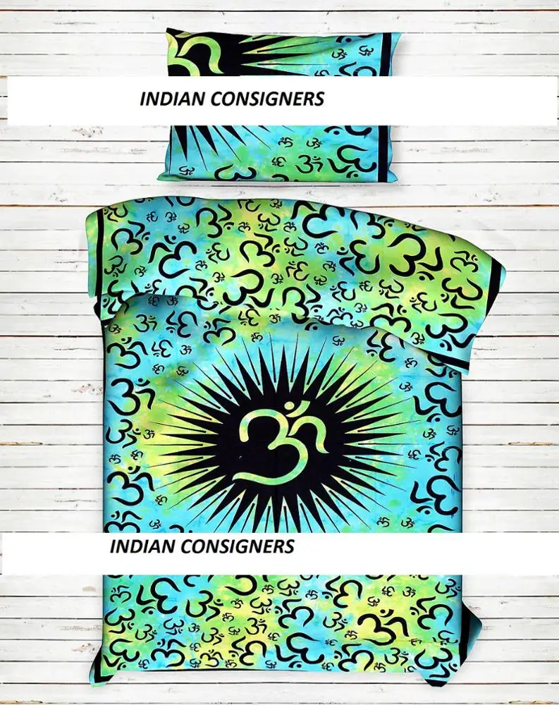 Bedding Cotton Comforter Reversible Twin Size Religious om Chakra Quilt Cover Twin Size Wonderful