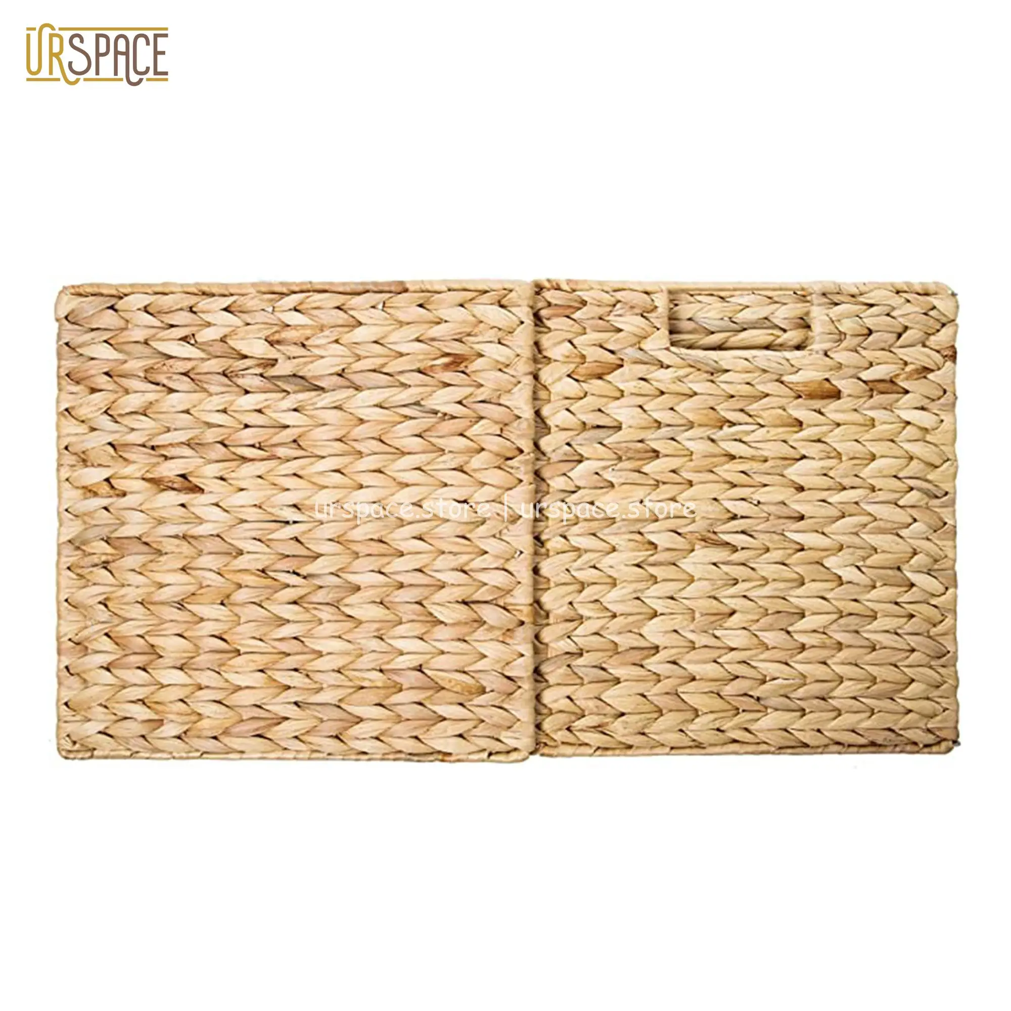 Foldable framed kitchen organize size S basket with handle Square Hand-woven Water Hyacinth Storage Basket from Vietnam