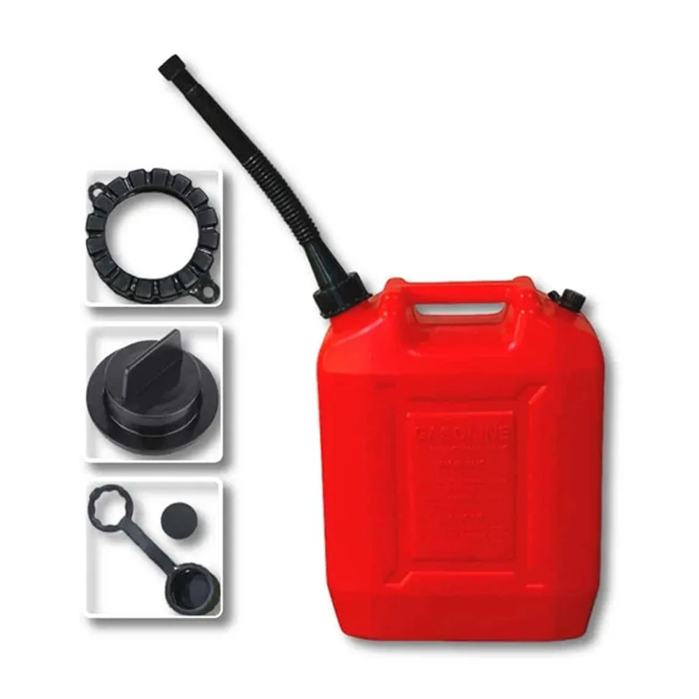 KP Kool Products 2.6 Galloon Gas Can With One Long Black Spout Stainless Steel Filter - Red (10 L)